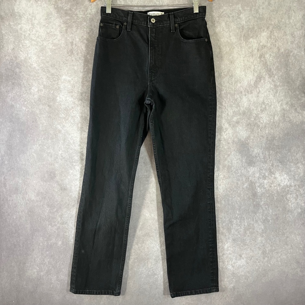 Abercrombie & Fitch The 90s Straight Jeans Women 28/6R Black Ultra High Rise